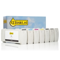 123ink version replaces HP 761 MBK/C/M/Y/G/DG ink cartridge 6-pack  160158