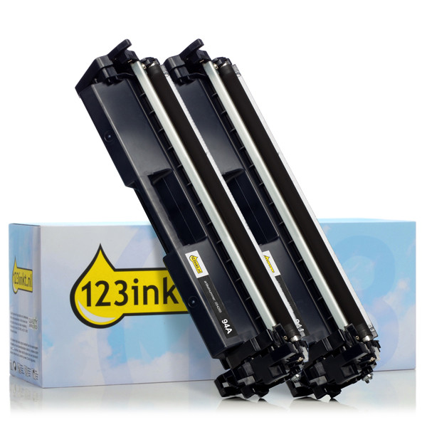 123ink version replaces HP 94A (CF294A) black toner (2-pack) CF294AC 160708 - 1