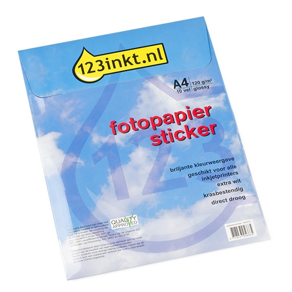 123ink white A4 glossy photo sticker paper (10-pack) L7767-40C 300223 - 1