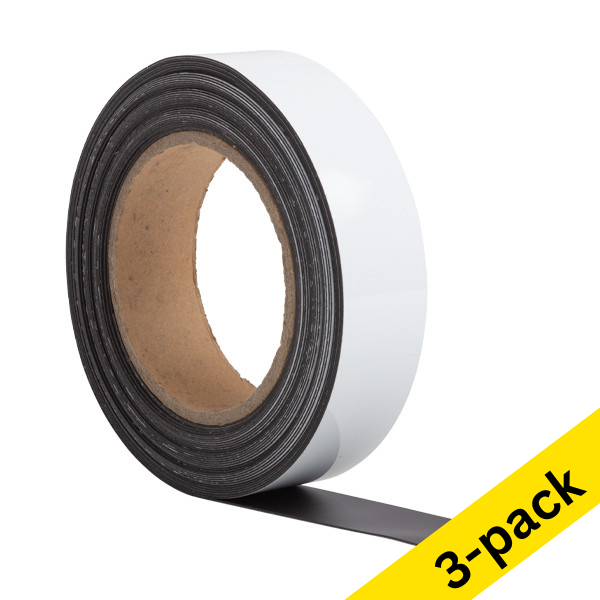 123ink white erasable magnetic label tape, 3cm x 10m (3-pack)  302134 - 1