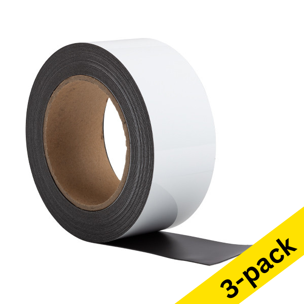 123ink white erasable magnetic label tape, 5cm x 10m (3-pack)  302136 - 1