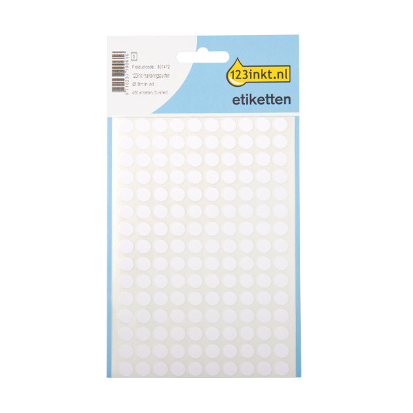 123ink white marking dots, Ø 8mm (450 labels) 1840C 3175C 301472 - 1