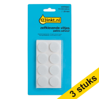 123ink white round self-adhesive felt pads, 20mm (3 x 16-pack)