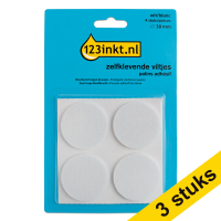 3x 123ink white self-adhesive felt pads round, 38mm (4-pack)