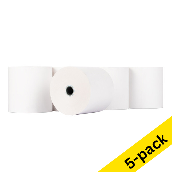 123ink white thermo cash register roll, 60mm x 70mm x 12mm (5-pack)  302115 - 1