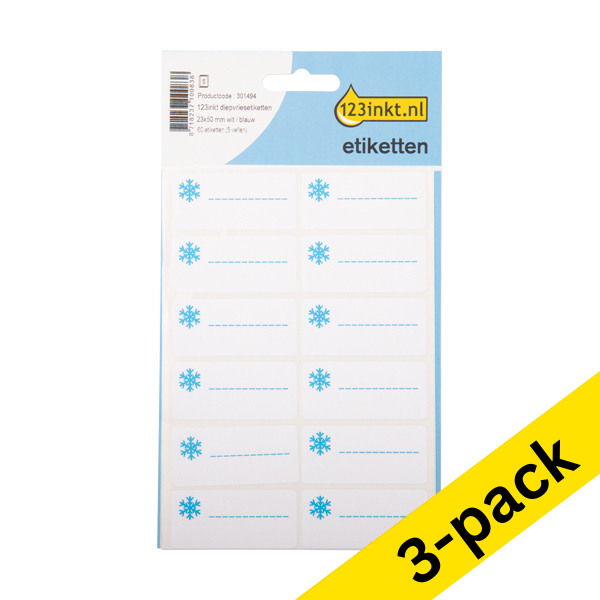 123ink white/blue freezer labels, 23mm x 50mm (60 labels) (3-pack)  301528 - 1