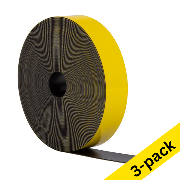 123ink yellow erasable magnetic label tape, 2cm x 10m (3-pack)  302138 - 1