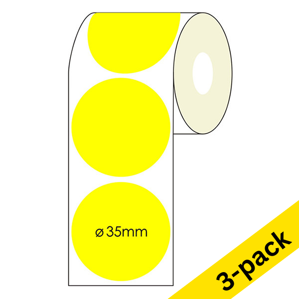 123ink yellow marking dots Ø 35mm (3 x 2,000 labels)  302357 - 1