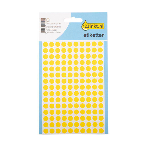 123ink yellow marking dots, Ø 8mm (450 labels) 1841C 3013C AV-PSA08JC 301469 - 1