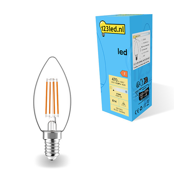 123inkt 123led E14 LED dimmable candle filament bulb 4.5W (40W)  LDR01882 - 1