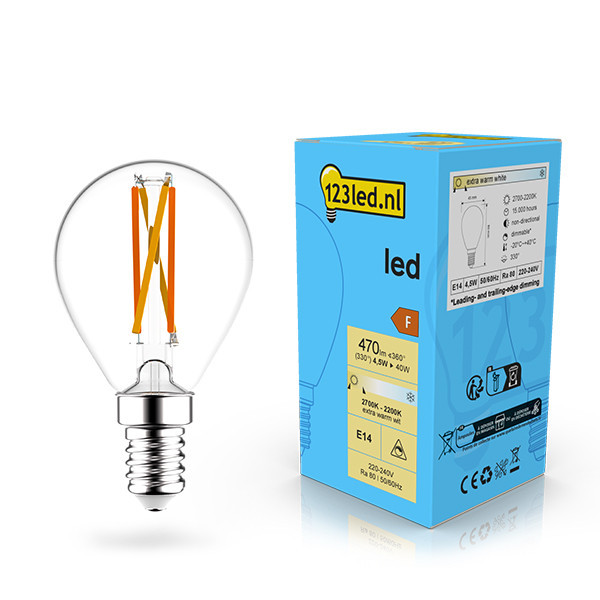 123inkt 123led E14 LED dimmable filament ball bulb 4.5W (40W)  LDR02076 - 1