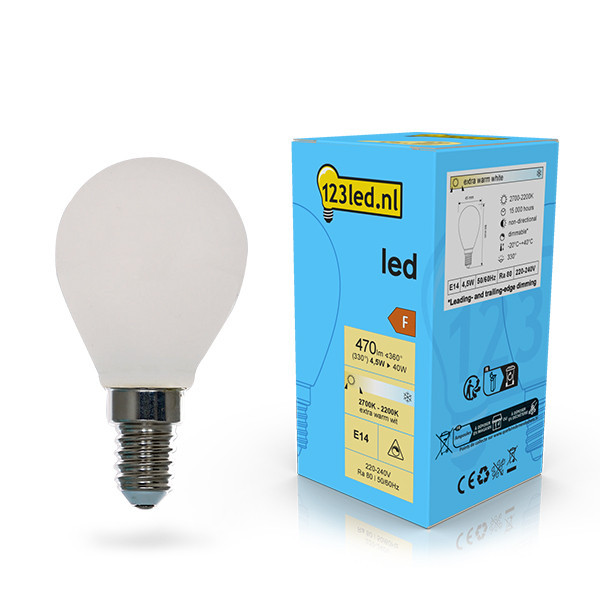 123inkt 123led E14 LED dimmable matte ball bulb 4.5W (40W)  LDR02082 - 1