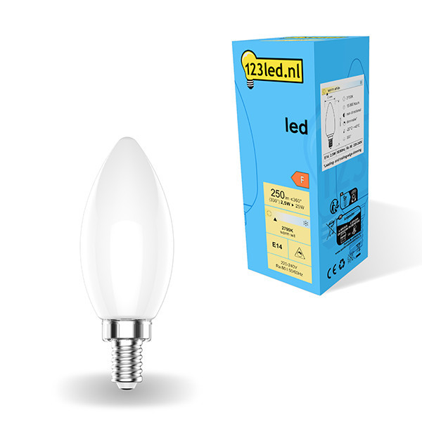 123inkt 123led E14 LED dimmable matte candle bulb 2.5W (25W)  LDR01862 - 1