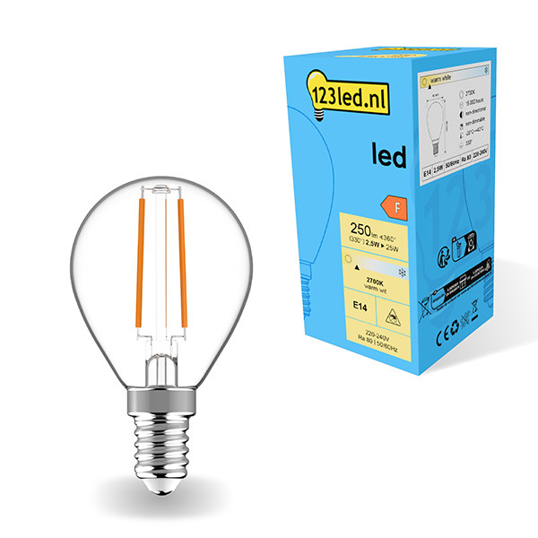 123inkt 123led E14 LED filament ball bulb 2.5W (25W)  LDR01884 - 1