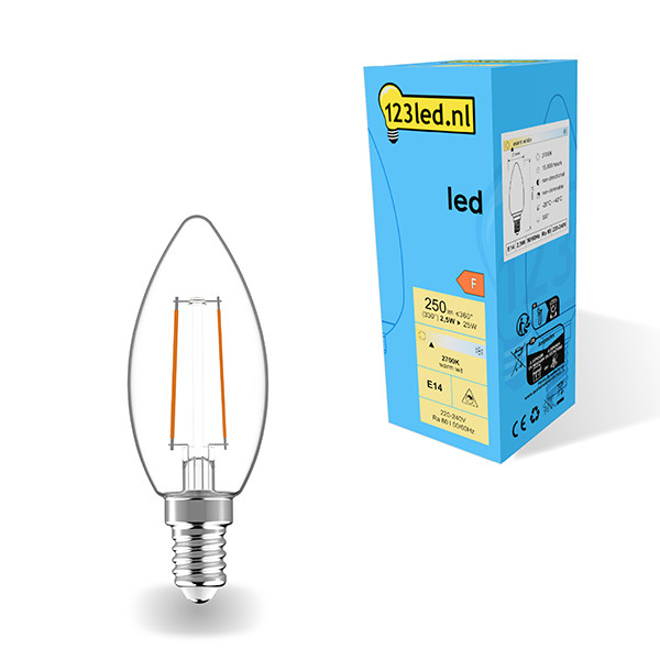 123inkt 123led E14 LED filament candle bulb 2.5W (25W)  LDR01872 - 1