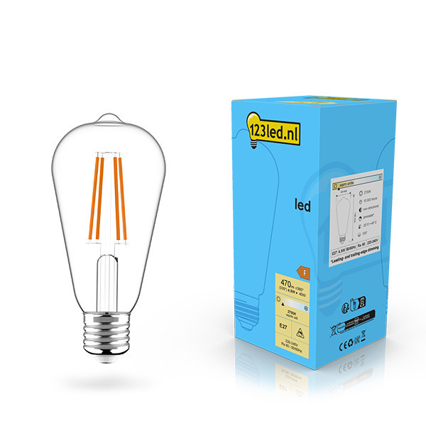 123inkt 123led E27 LED dimmable filament Edison bulb 4.5W (40W)  LDR02110 - 1