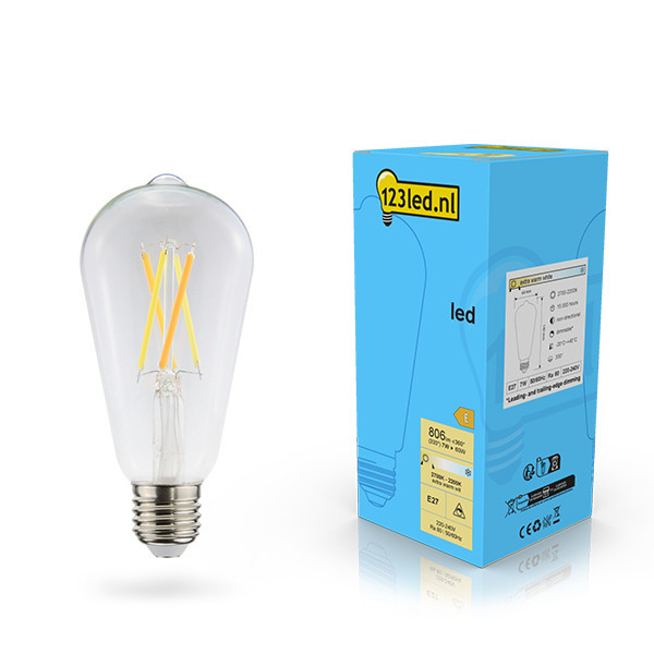 123inkt 123led E27 LED dimmable filament Edison bulb 7W (60W)  LDR02118 - 1