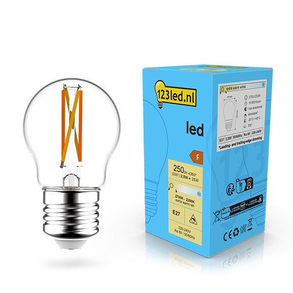 123inkt 123led E27 LED dimmable filament ball bulb 2.5W (25W)  LDR02072 - 1