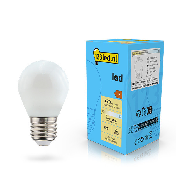 123inkt 123led E27 LED dimmable matte ball bulb 4.5W (40W)  LDR02084 - 1