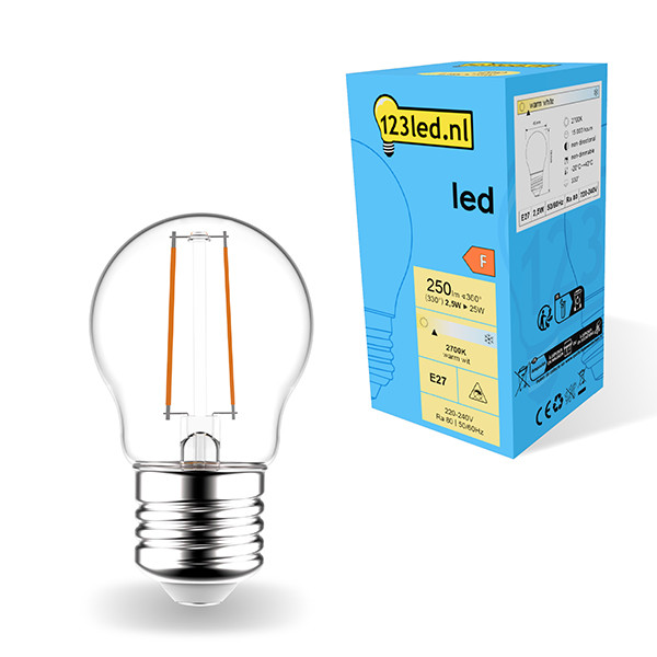 123inkt 123led E27 LED filament ball bulb 2.5W (25W)  LDR01822 - 1