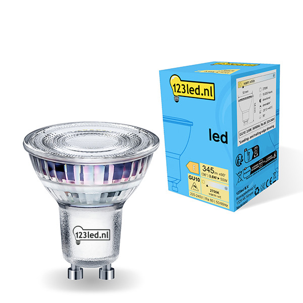 123inkt 123led GU10 LED dimmable glass spotlight 3.6W (50W) 72137700c LDR01728 - 1