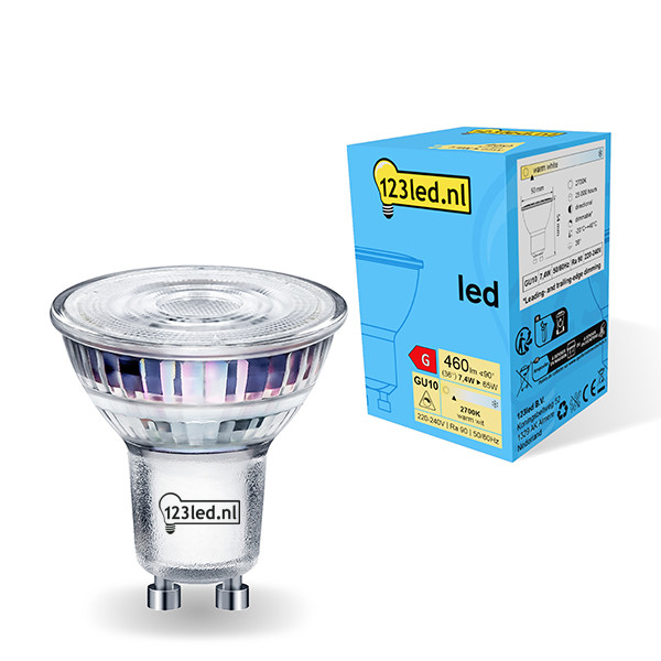 123inkt 123led GU10 LED dimmable glass spotlight 7.4W (65W)  LDR01734 - 1