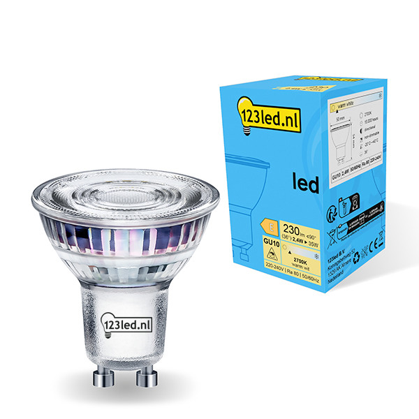 123inkt 123led GU10 LED glass spotlight 2.4W (35W) | 2700K  LDR01716 - 1