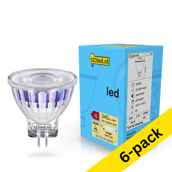 123inkt 123led GU4 LED dimmable spotlight 4.5W (35W) (6-pack)  LDR02067 - 1