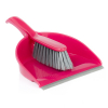 Plastic dustpan and brush with rubber edge