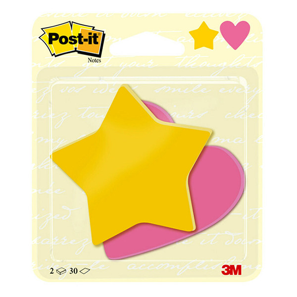 3M Post-it Die-Cut Notes fuchsia/ultra yellow star and heart, 70mm x 72.5mm (2-pack) 214578 3M Post-it Die-Cut Notes fuchsia/ultra yellow star and heart, 70mm x 72.5mm (2-pack) 214578 - 1