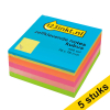 5 x 123ink neon mix adhesive notes cube, 400 sheets, 76mm x 76mm