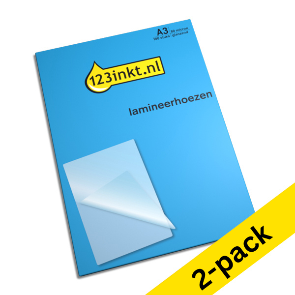 A3 laminating pouch 80 micron | glossy | 123ink 200-pack  301602 - 1