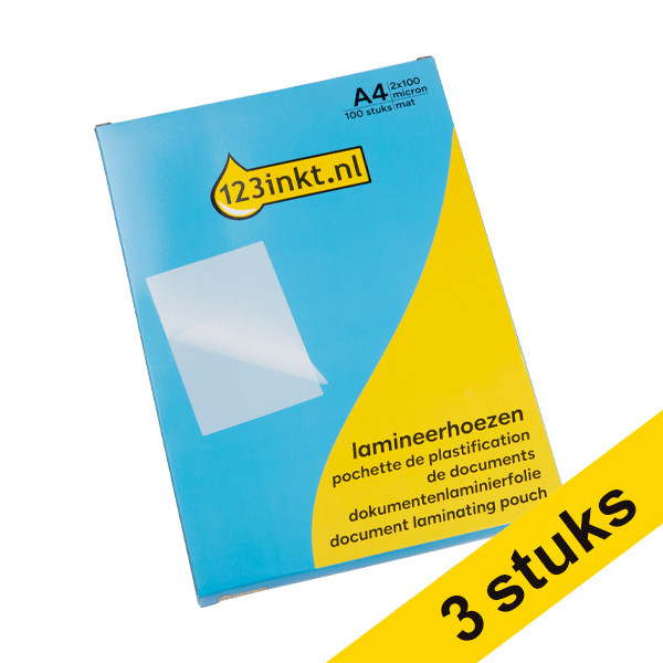 A4 laminating pouch 100 micron | matt | 123ink 300-pack  302062 - 1