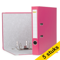 A4 lever arch file | 123ink plastic | pink 50mm 5-pack