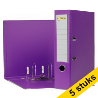 A4 lever arch file | 123ink plastic | purple 80mm 5-pack