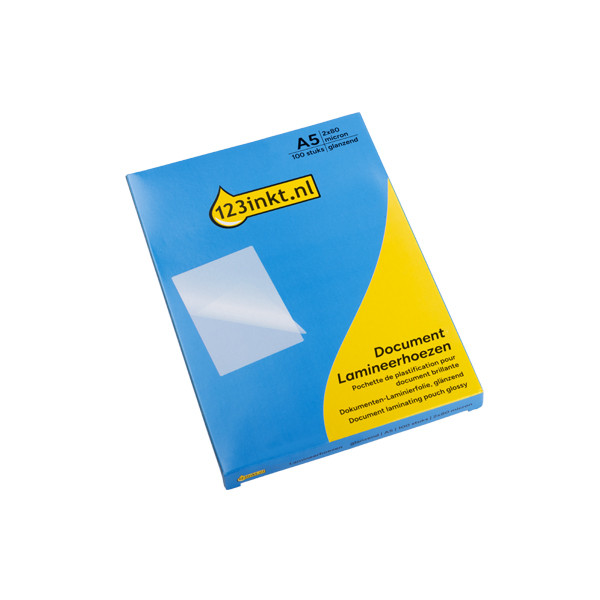 A5 laminating pouch 80 micron | glossy | 123ink 100-pack 302890 A5 laminating pouch 80 micron | glossy | 123ink 100-pack 302890 - 1