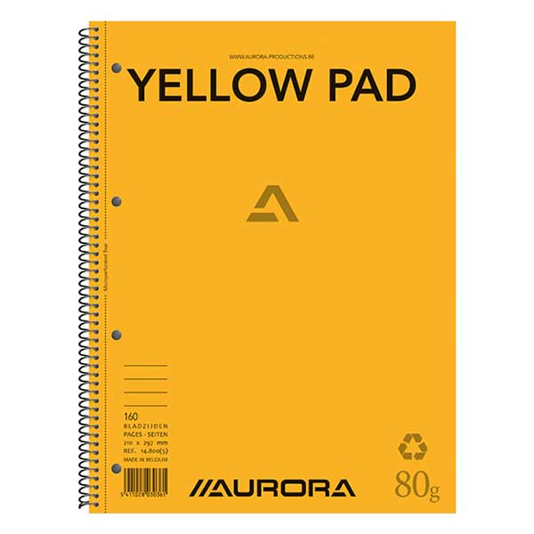 Aurora A4 yellow lined lecture pad 80g, 80 sheets 14.8005 330045 - 1