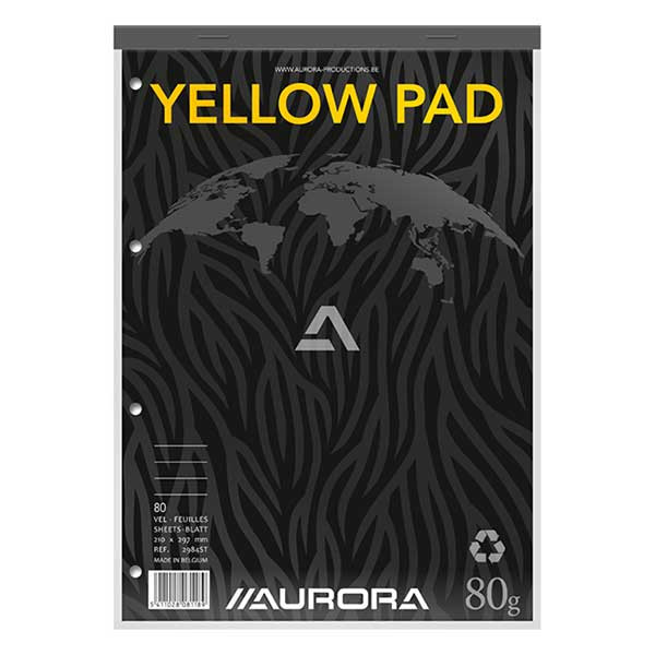 Aurora A4 yellow paper lined notepad 80g, 80 sheets 2984ST 330058 - 1