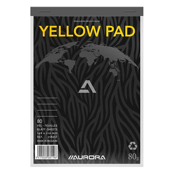 Aurora A5 yellow paper lined notepad 80g, 80 sheets 2180ST 330057 - 1