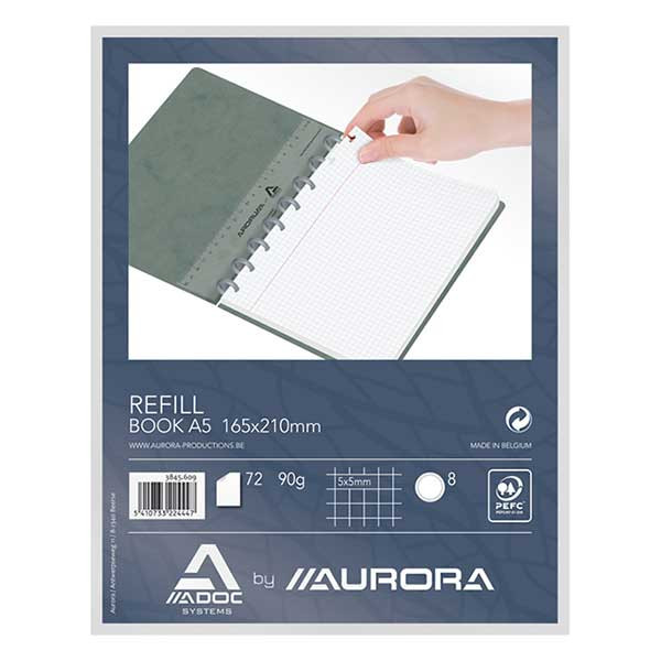 Aurora Adoc A5 checkered notebook refill, 72 sheets 3845.609 330038 - 1