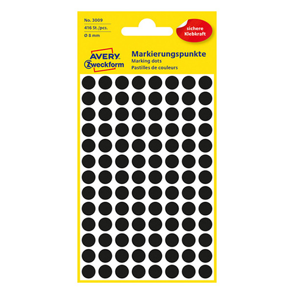 Avery 3009 black marking dots, Ø 8mm (416 labels) 3009 212320 - 1