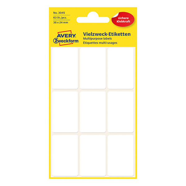 Avery 3045 white multi-purpose labels, 38mm x 24mm (63-pack) 3045 212184 - 1