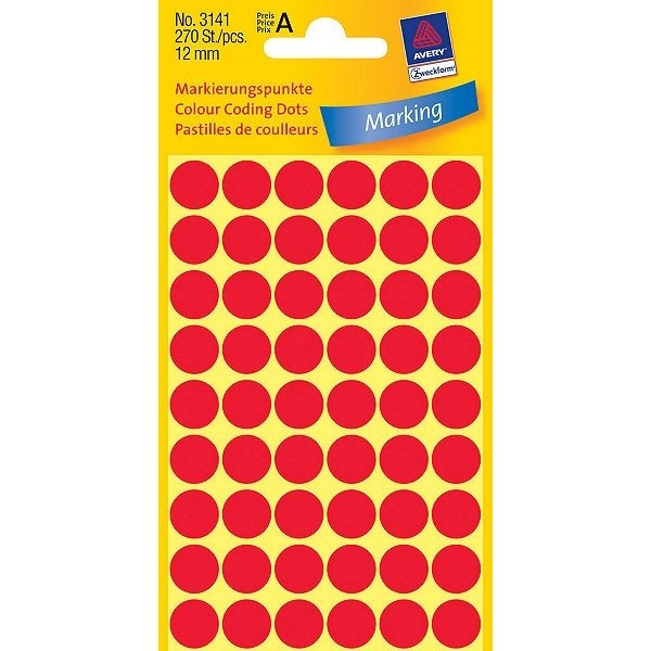 Avery 3141 red marking dots, Ø 12mm (270 labels) 3141 212342 - 1