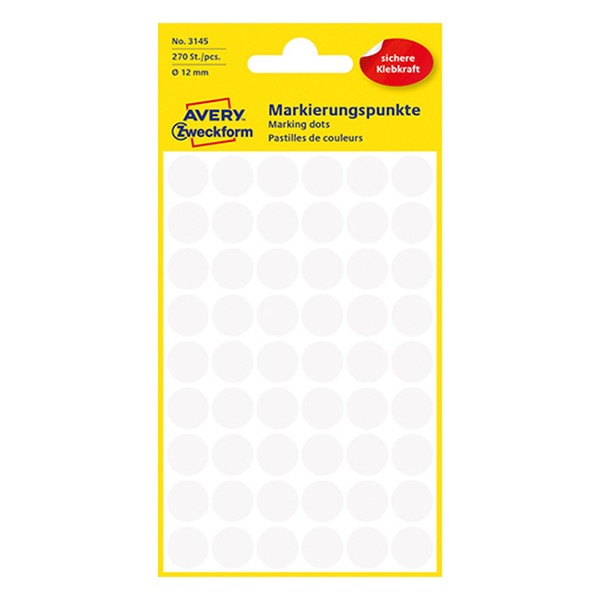 Avery 3145 white marking dots, Ø 12mm (270 labels) 3145 212350 - 1