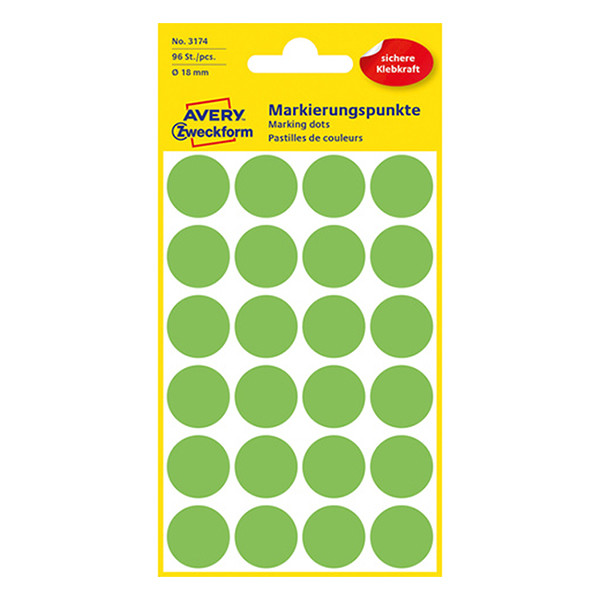 Avery 3174 Ø 18 mm light green (96 labels) 3174 212386 - 1