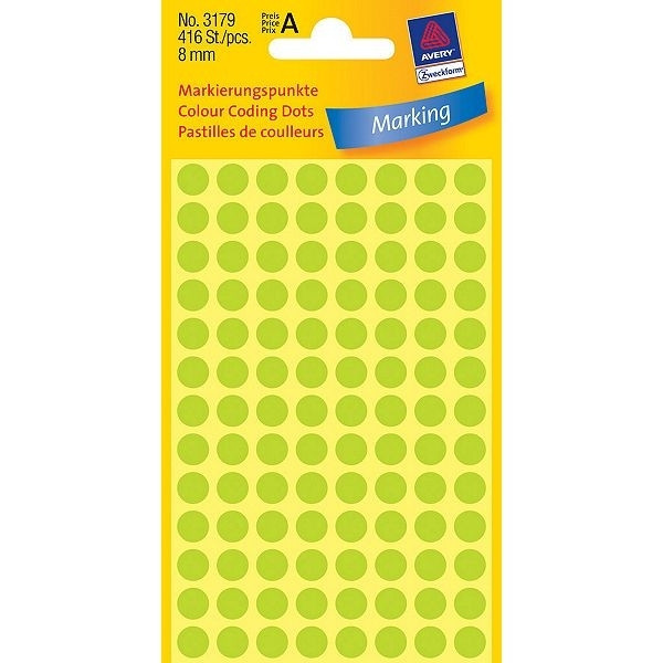 Avery 3179 light green marking dots, Ø 8mm (416 labels) 3179 212336 - 1