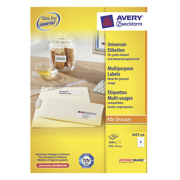 Avery 3427-200 multi-purpose labels, 105mm x 74mm (1600 labels) 3427-200 212472 - 1