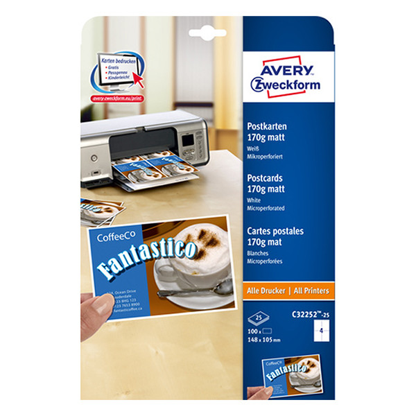 Avery C32252-25 white postcards, 148mm x 105mm (100-pack) C32252-25 212793 - 1