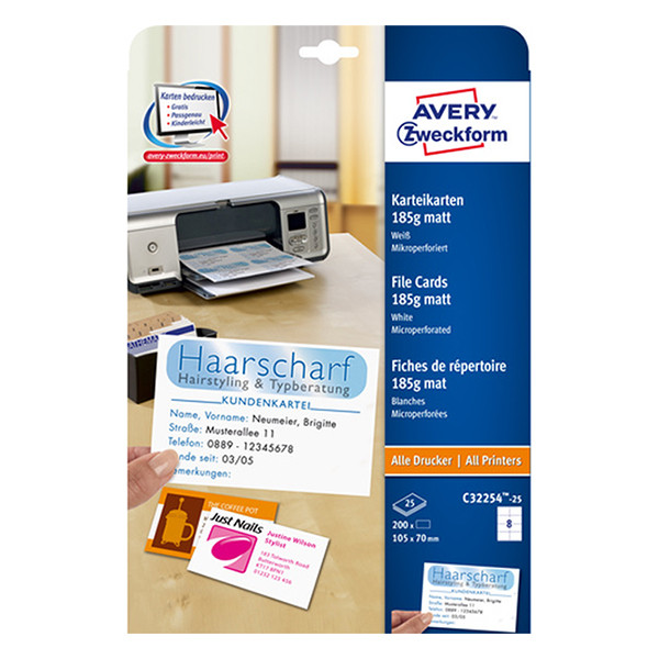 Avery C32254-25 white index card, 105mm x 70mm (200-pack) C32254-25 212794 - 1