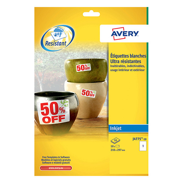 Avery J4775-10 weatherproof labels, 210mm x 297mm (10 labels) J4775-10 212731 - 1